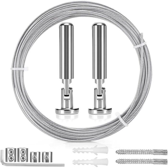 5m Tringle à Rideaux Kit Câble en Acier pour Rideau Fil de Suspension en Acier Inoxydable pour Accrocher Photos Rideaux de Douc