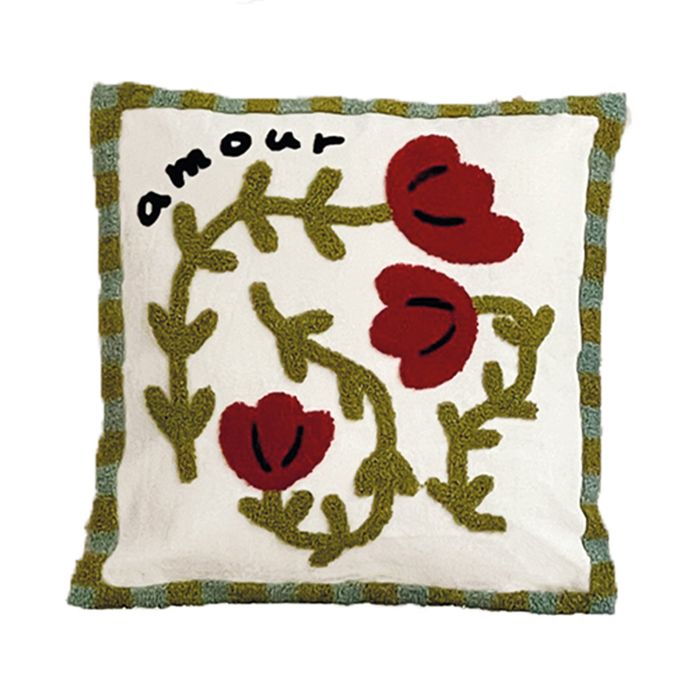 Coussin brodé motif coquelicot Rouge 40x40 cm Coussin brodé motif coquelicot Rouge 40x40 cm