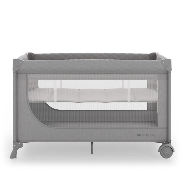 Lit parapluie Kinderkraft LEODY UP lit voyage parc bébé pliable matelas 114x60 cm stabilité gris