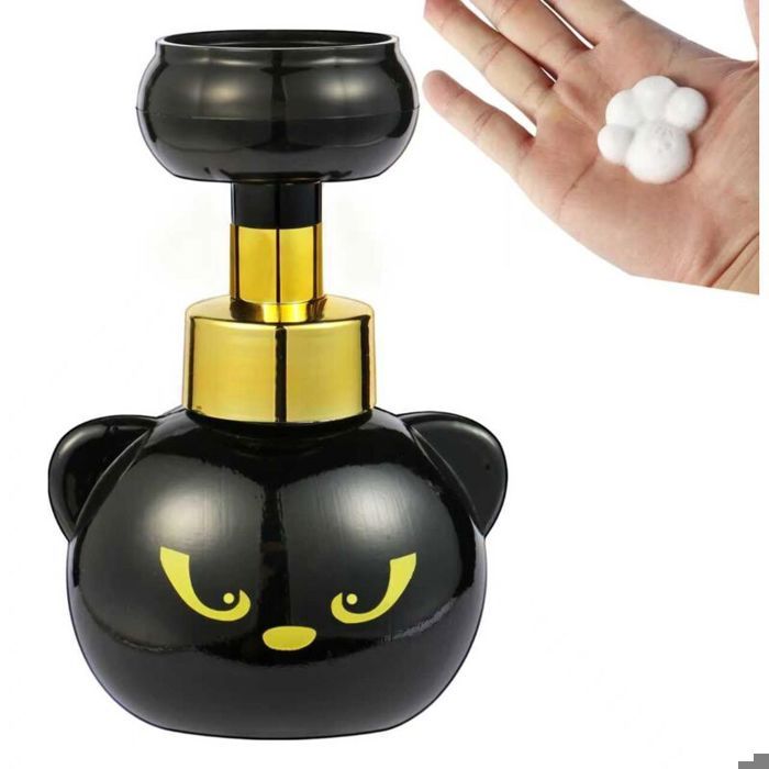 Distributeur de savon mousse mignon en forme de patte de chat flacon pompe à mousse en forme de chat noir