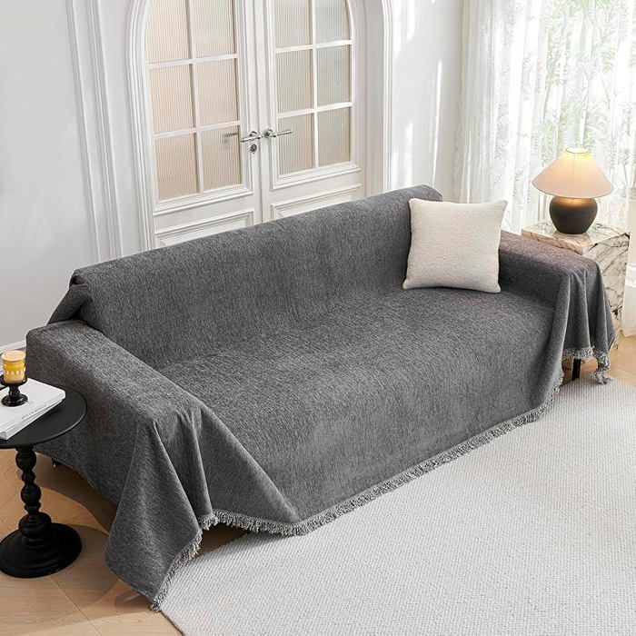 MY HOME Housse de Canapé 1/2/3/4 Places 180 x 300 cm Gris Foncé Forme de L d& 39 angle Protege Canape Plaid Gr MOBILIER HOME STUDIO