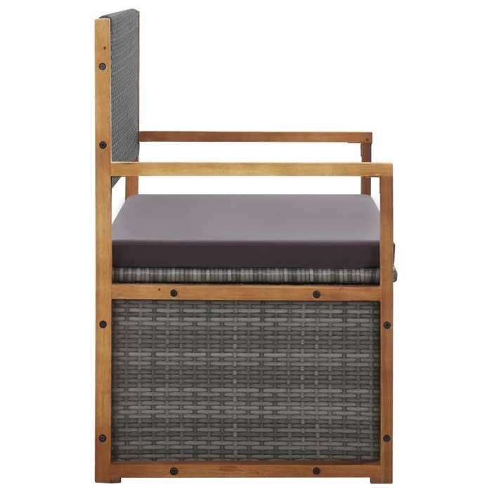 Banc de rangement- NGM - Coffre dextérieur - Charge 100kg - 115cm Résine tressée et bois dacacia Gris B458266411