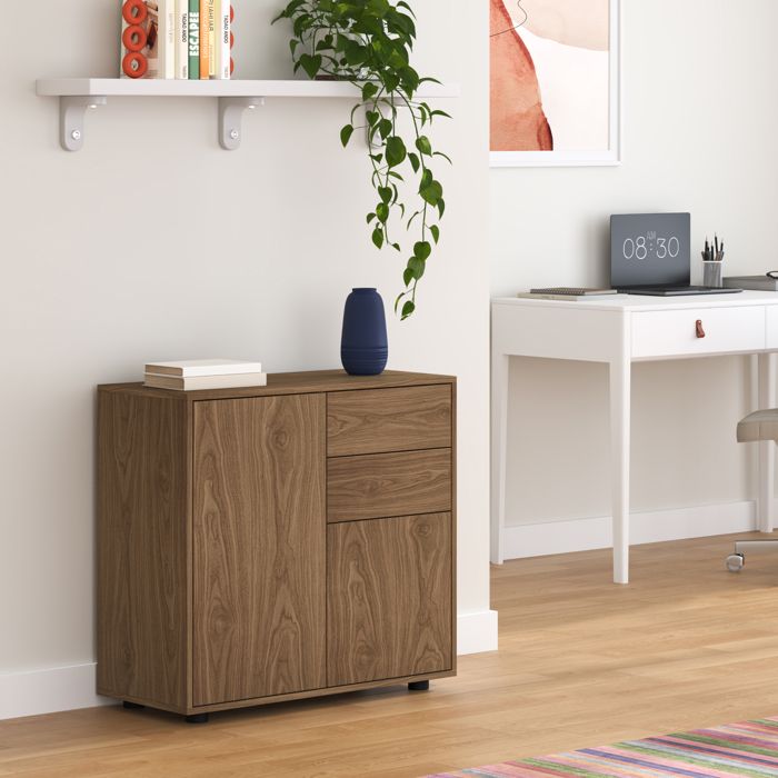 Commode Paarl 74 x 79 x 36 cm avec 2 portes effet noyer Commode Paarl 74 x 79 x 36 cm avec 2 portes effet noyer