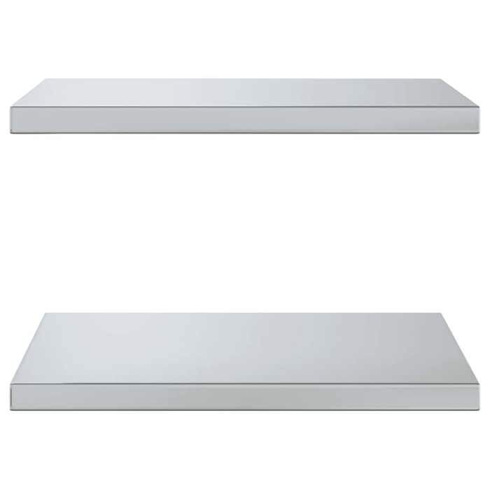 MEUBLE DE SEJOUR Argent - MODE étagères murales - 2 pcs - 50x40 cm argenté acier inoxydable Nettoyer facile_09_822