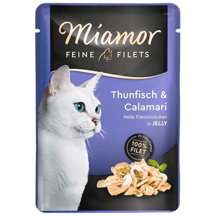 Pâtée pour chat - MIAMOR - Feine Filets - Thon & Calamar - Morceaux en gelée - 100 g Pâtée pour chat - MIAMOR - Feine Filets - Thon & Calamar - Morceaux en gelée - 100 g