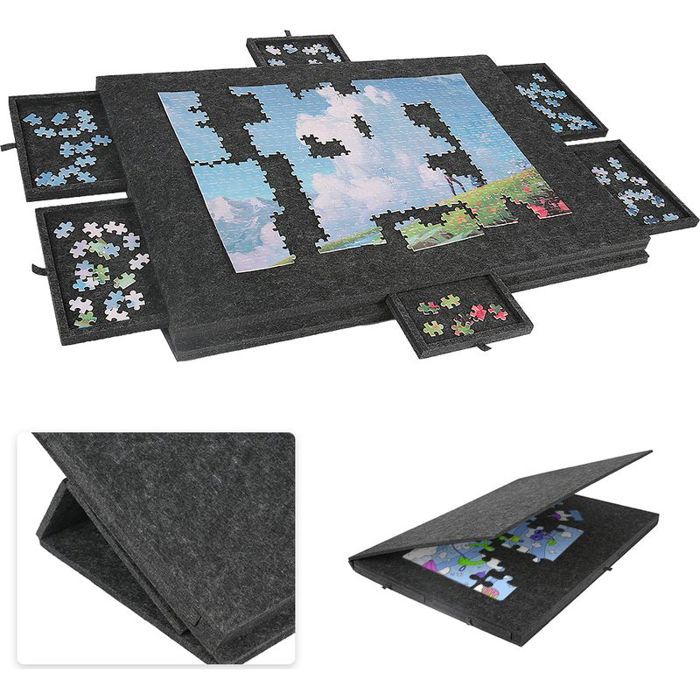 Plateforme puzzle feutre - Super légère 2kg 6 tiroirs de tri - Intérieur Voyage - Pour 1000 pièces