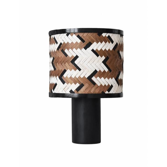 Lampe à poser en bois de chêne et bambou marron et noir - Phil - Maison Pavane