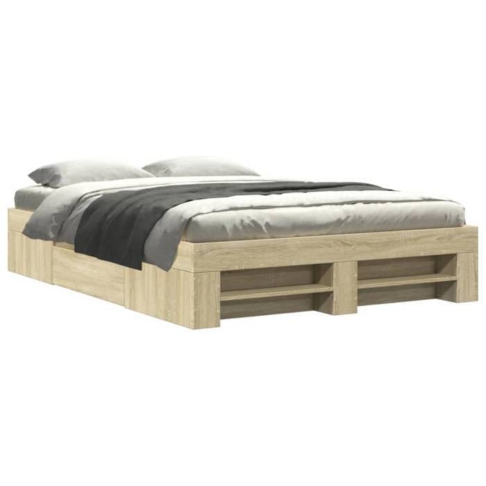 Luxe&Mode Structure de lit sans matelas chêne sonoma 135x190 cm 2 ans garantie LV8454