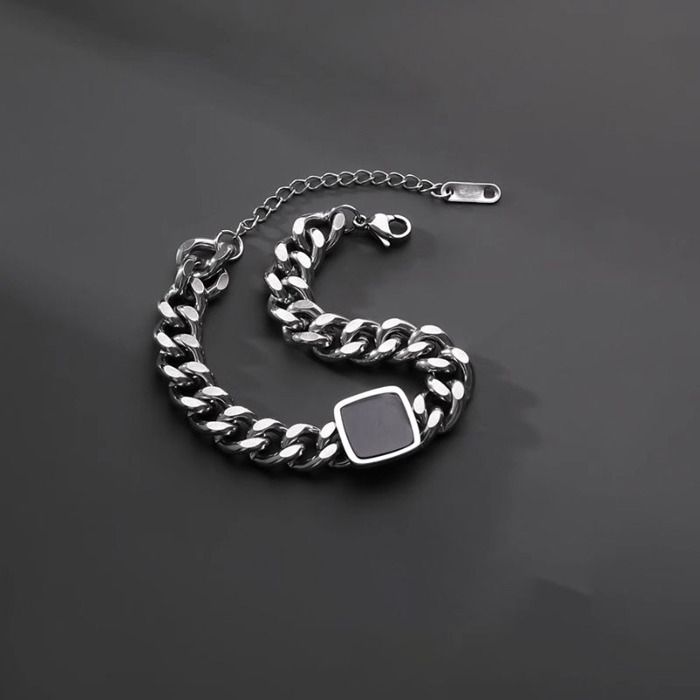 Bijoux Homme XJYDNCG Bracelet Homme en Acier Inoxydable - Style Rétro - Argenté