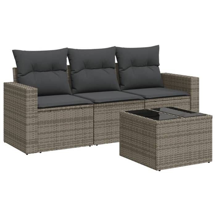 Les SoldesSalon de jardin 4 pcs Anti UV - avec coussins - mobilier dextérieur - gris résine tressée(55 x 62 x 69 cm) rwv55z