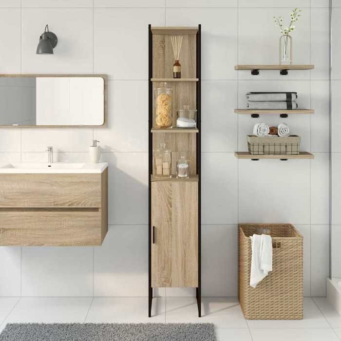 Meuble Rangement - HAOSHOP - Armoire de salle de bain avec étagère Sonoma 33 x 33 x 1855 cm&01_39384