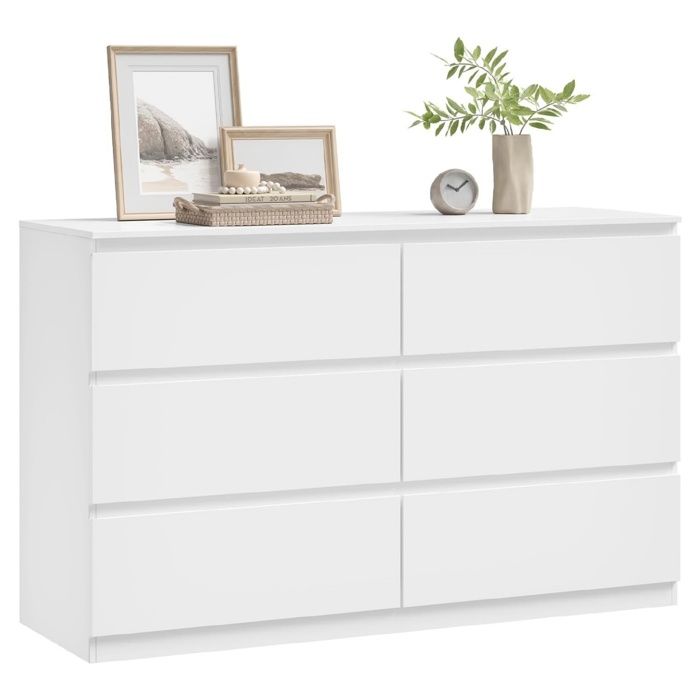 Commode 6 tiroirs - WOLTU - 120x40x75 cm - Poignée dissimulée - Design minimaliste - Façade lisse - Blanc Commode 6 tiroirs - WOLTU - 120x40x75 cm - Poignée dissimulée - Design minimaliste - Façade lisse - Blanc