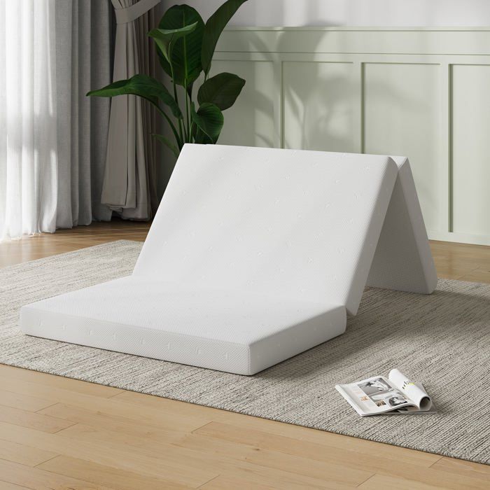 Novilla Matelas dappoint pliable 3 volets - Double mousse haute densité - Housse lavable antidérapante - 140 x 190 x 10 cm