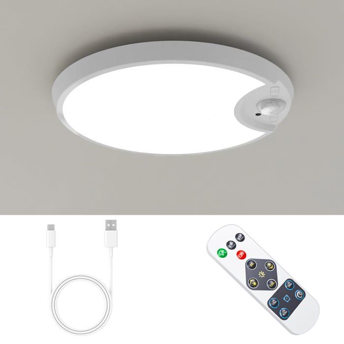 Plafonnier LED avec Télécommande Détecteur de Mouvement a Piles 19cm2W