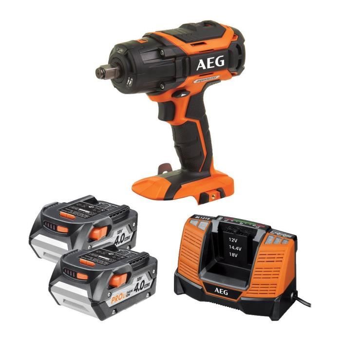 Boulonneuse à chocs AEG 18V - 2 batteries 4.0Ah - 1 chargeur 80mins - BSS 18C 12Z Li-402C