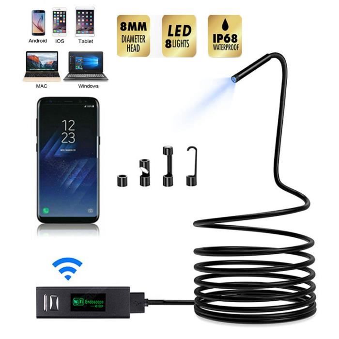 Caméra Endoscopique WiFi HD 5 Mètres – Somikon UEC-70 – Inspection Étanche IP67 Avec LED & Aimant