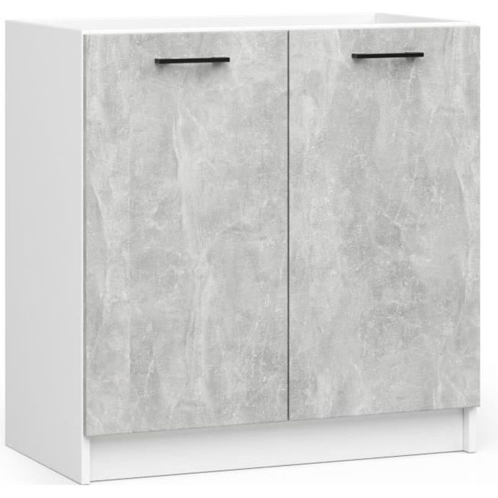 Meuble De Cuisine Bas AKORD S80 OLIWIA Modulable Blanc 80 Cm 2 Portes Façade Blanche Brillante 2