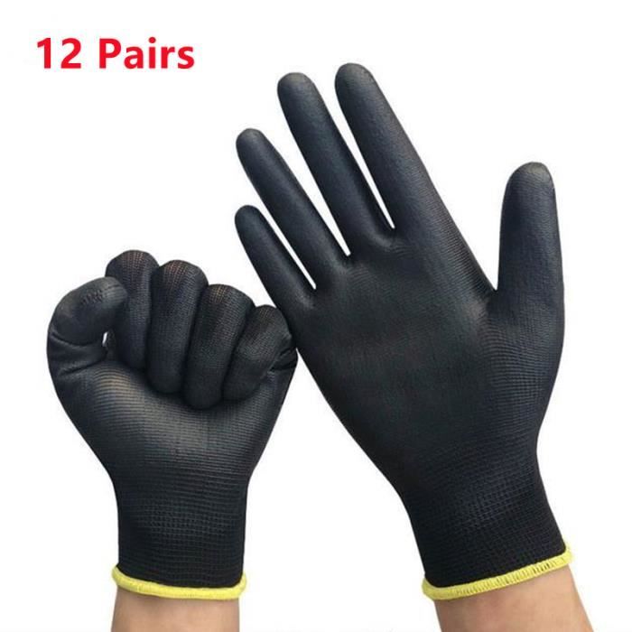 Lot De 12 Paires De Gants De Travail Micro-mousse Enduits Nitrile - Taille M, Gris, Pour Manutention