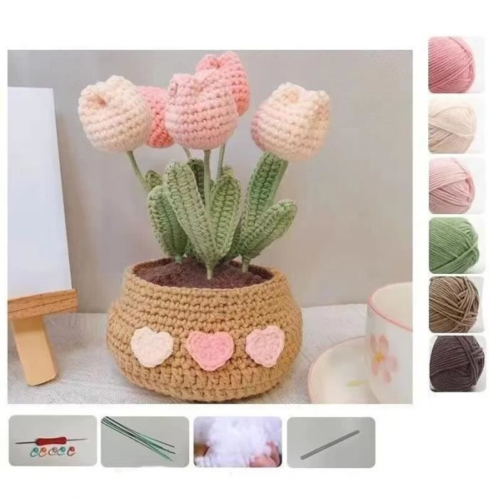 Kit De Crochet Pour Les Débutants, Kit De Bricolage Complet Animaux Avec 40 Fil De Ruban Pre Demarre Tutoriels Video Etape Par Etape Pour Les Adultes Enfants Vache Fluffffy