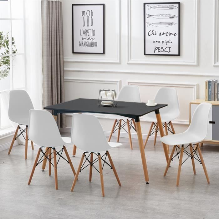 TecTake 4x Chaise de salle à manger ensemble salon design chaises cuisine neuf blanc 