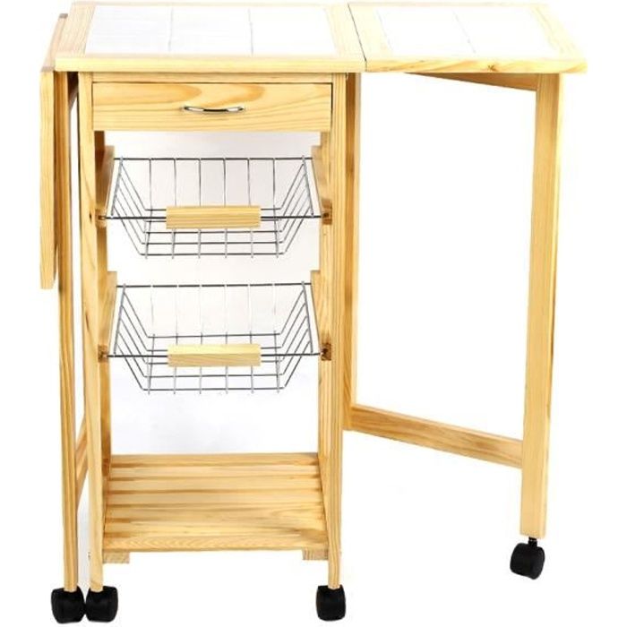 Miss Etageres Rangement Pliable Desserte Cuisine Avec Roulettes En Bois Plan Travail Multifonction Achat Vente Desserte Billot Miss Etageres Rangement Pli Cdiscount