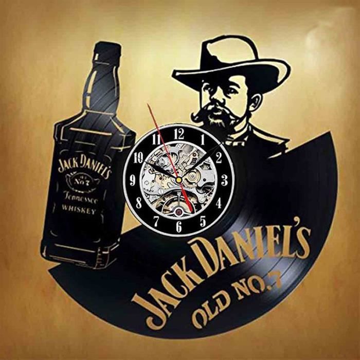 Jack daniel's whiskey vin art Horloge de mur de Vinyle disque Décoration de  bar - Cdiscount Maison