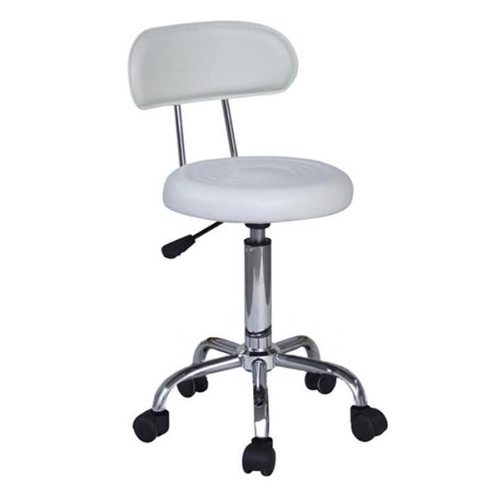 Tabouret à Roulettes Réglable Hauteur - Cuir Synthétique Jaune - 51-67cm - KKTONER