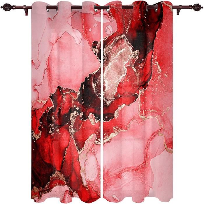 Texture Rouge Rideaux Rideaux Occultants - Texture Art Rouge - Lot de 2 - Isolant Thermique ...