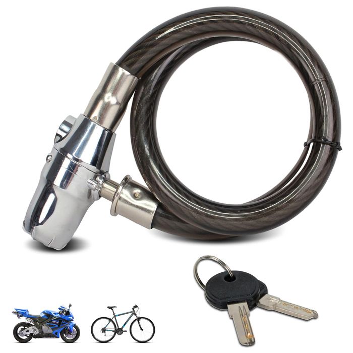 Antivol V&eacute;lo, Moto Cable 80 cm + 2 Cl&eacute;s - Alarme 110 dB