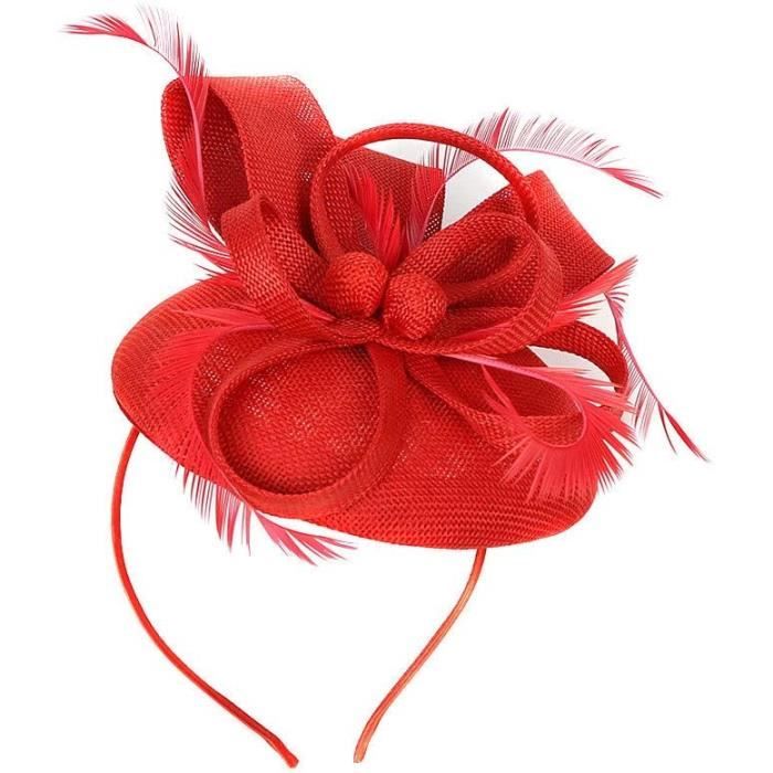 Grande plume fleur chapeau bandeau mariage bal royal Ascot Course Parti 