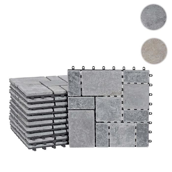 Carreau de sol - HWC - K70 - Pierre naturelle - 30x30cm - Gris foncé - 11 pièces