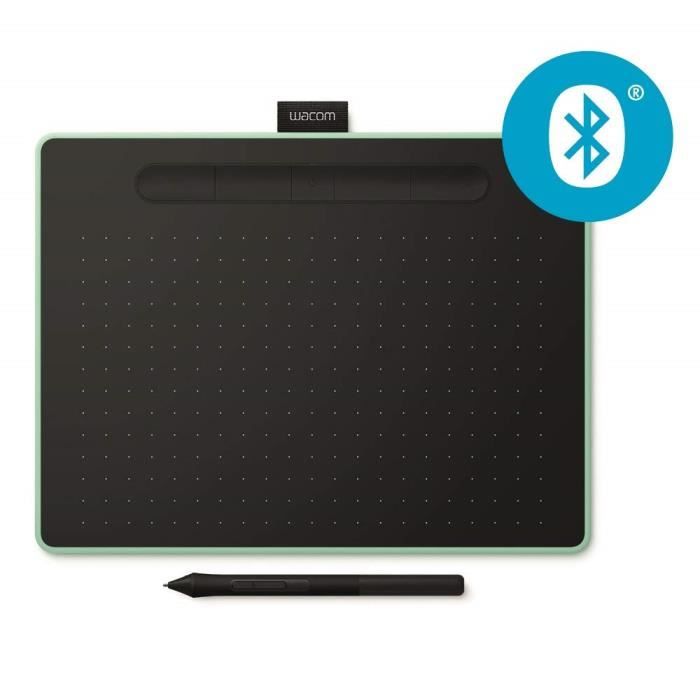 Tablette à stylet Wacom Intuos M Bluetooth, Pistache - Tablette graphique sans fil pour la peinture, le dessin et la retouche pho