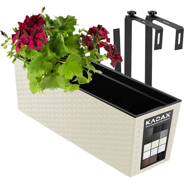 KADAX Lot De 4 Jardinières De Balcon 60cm - Plastique Résistant - Anthracite