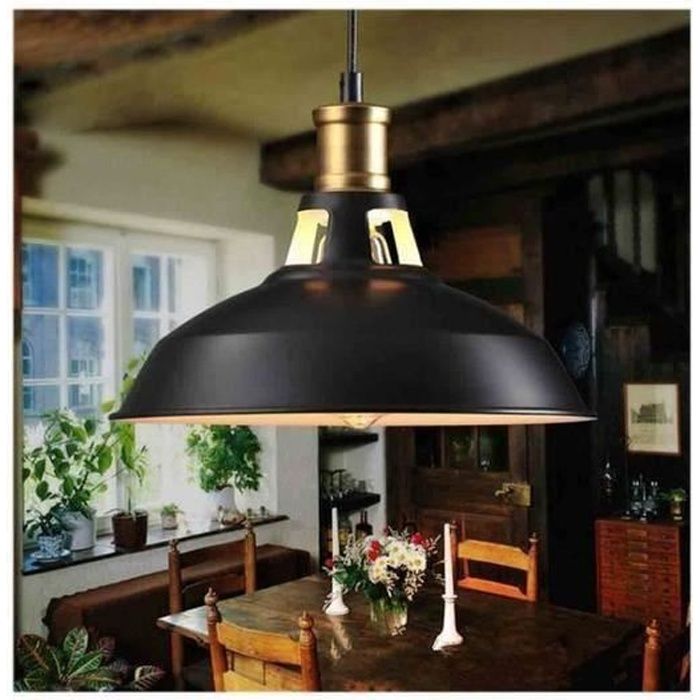 STOEX® Metal Retro Suspensions Luminaire Industriel Style Plafonnier Lustre Noir Plafond Luminaire Eclairage E27 Suspension