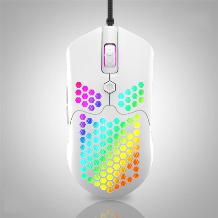 Free-wolf Souris Gamer - Filaire USB Respirant RGB Coloré - Forme