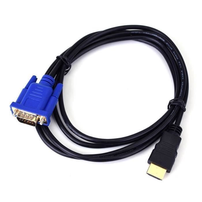Convertisseur 1080p Câble Adaptateur HDMI Vers VGA 1080p - Convertisseur Actif HDMI Mâle Vers VGA Mâle - Pour PC, Projecteur Adaptateur PC Portable Projecteur