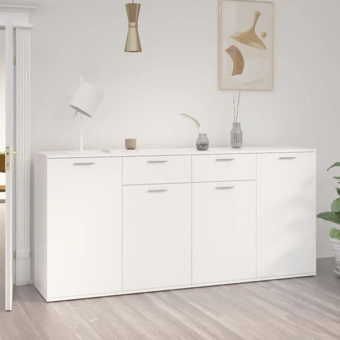 STAR - BEST Buffet Blanc 160x36x75 cm Aggloméré- Commode Buffet bas bahut - 3718