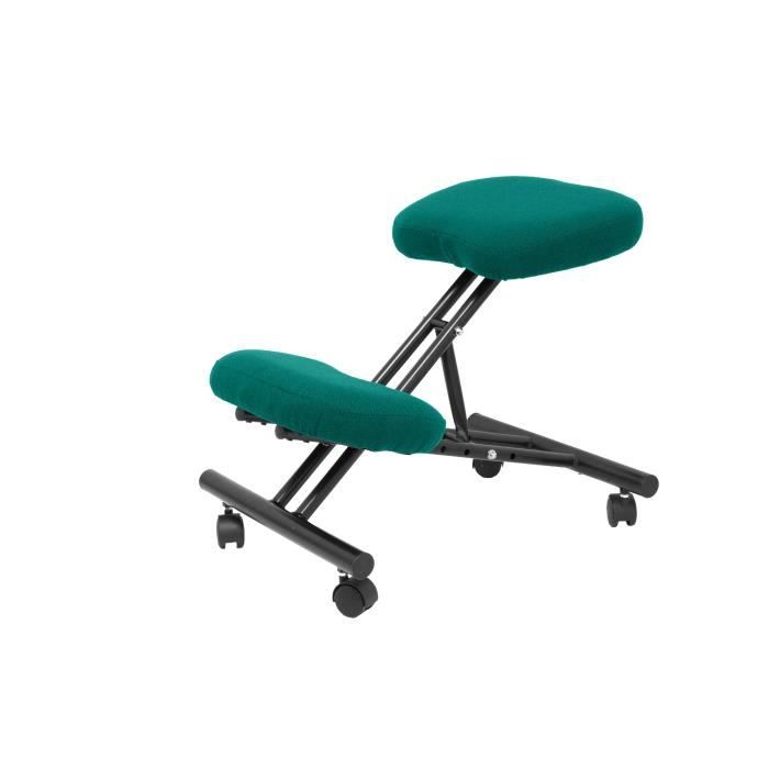 tabouret de bureau ergonomique fixe, réglable en différentes positions et avec roulettes siège rembourré en tissu bali vert clair