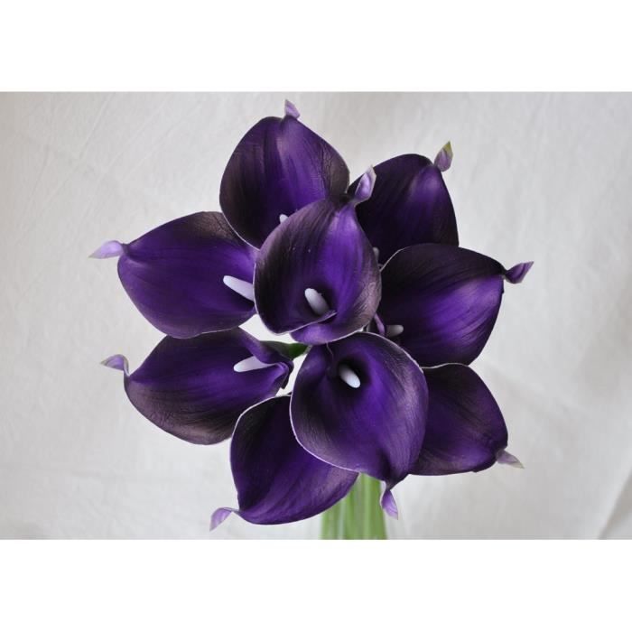 Couronne de noel,Bouquet de lys Calla artificielles violet foncé,9  pièces,fausses fleurs,pour un mariage,pour décorer la maison - Cdiscount  Maison