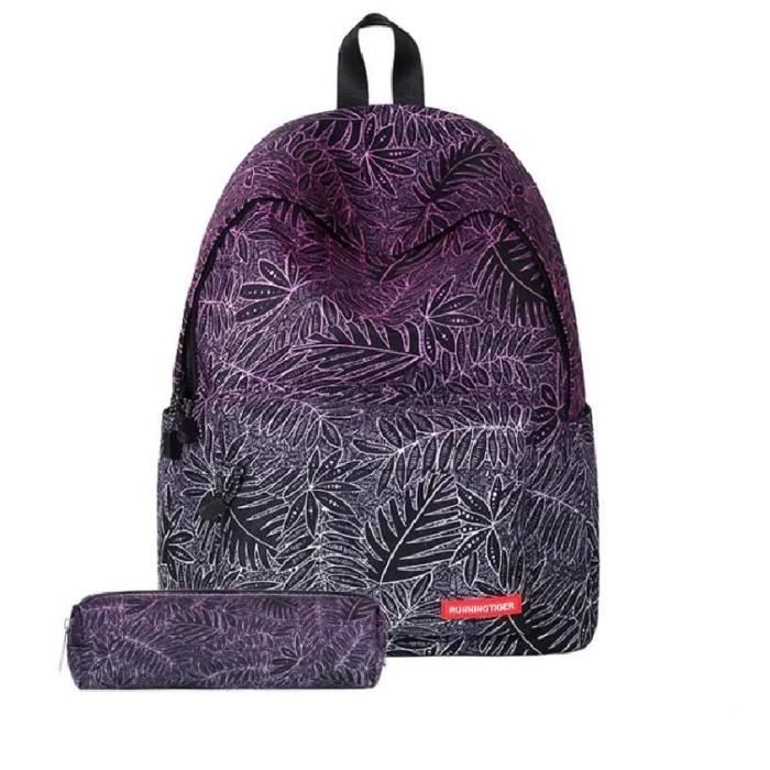 BEMSM-30*17*40cm Cartable avec Trousse à Crayons Impression Floral Sac ...