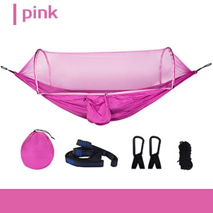 Balançoire de Camping 1-2 Personnes hamac extérieur Portable avec moustiquaire Tissu de Parachute Haute résistance lit Suspendu chasse hamac lit (Color : Fruite Green B