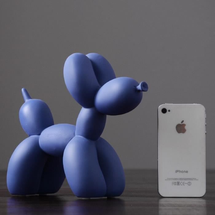 Figurine Chien Ballon Notakia – Sculpture Céramique Dorée – Décoration Moderne Salon 10,5 Cm