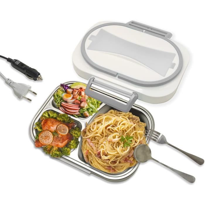 Gamelle Inox étanche Gamelle Chauffante Portable 1L Avec Batterie - 6 Niveaux Température, 8 Minuteries - Acier Inox, étanche - Pour Travail, Voyage