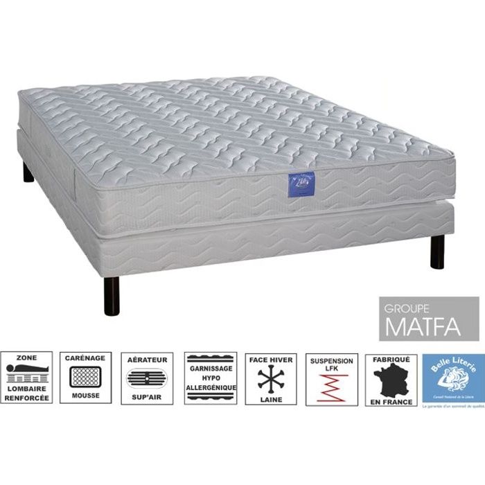 Ensemble matelas Intimité BELLE LITERIE 160x200 + sommier tapissier + jeu de 4 pieds offerts