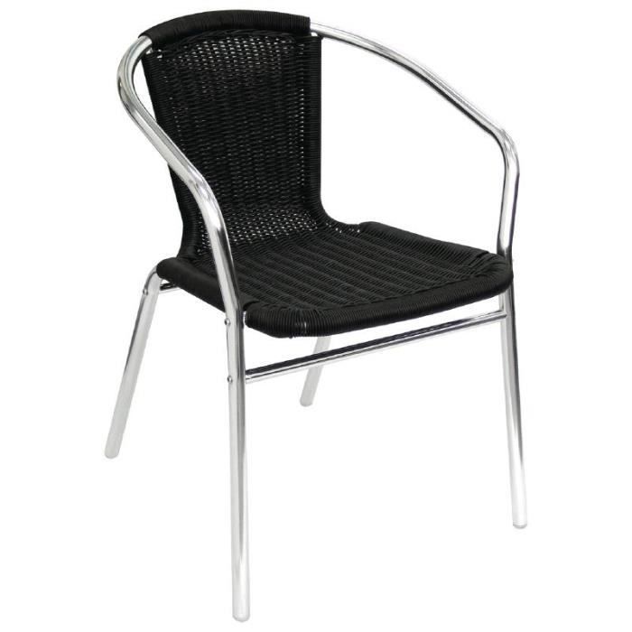 fauteuils en rotin noir et aluminium empilables bolero - lot de 4