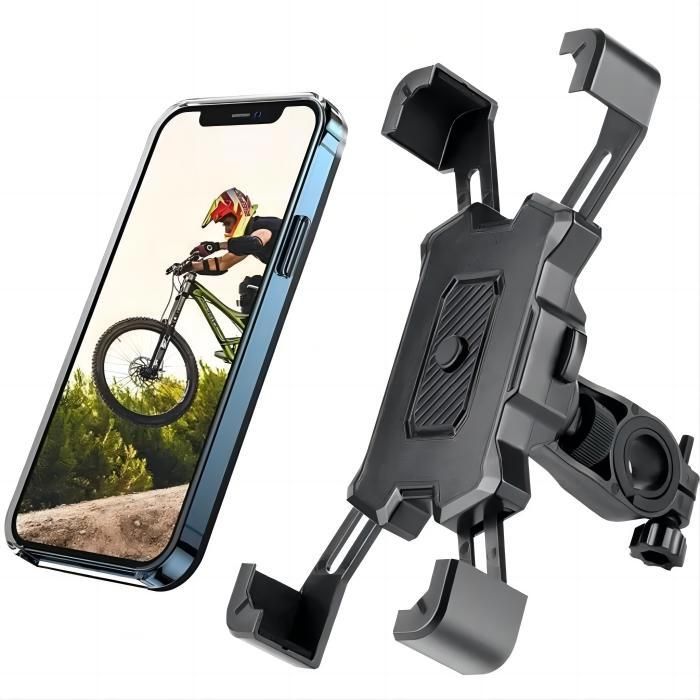 Support Téléphone Vélo, Universel Support Vélo Moto du Guidon Silicone avec  360° Rotation Pour 4,0-6,0 Pouces Smartphones (Noir)