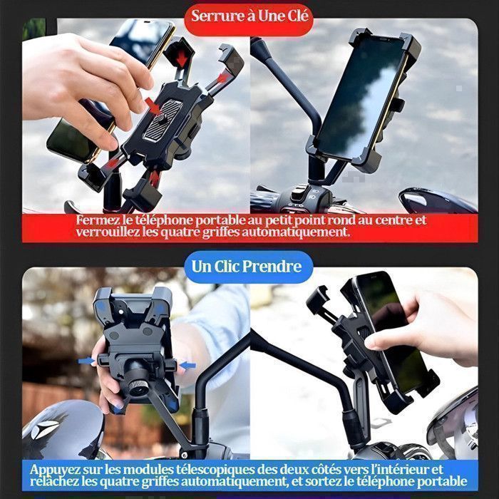 Support Téléphone Vélo et Moto Universel BYONDSELF - Rotation 360° - Pour Smartphones 4.5-6.5 pouces