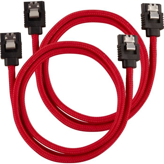 CORSAIR Câble gainé Premium SATA 6Gbps Rouge - 60cm Droit - (CC-8900254)
