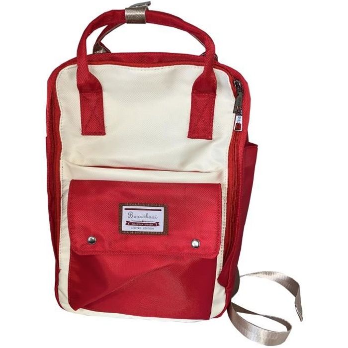 Cartable Sac à dos Sac à main adolescents, adultes pratique léger et solide - Rouge et Blanc