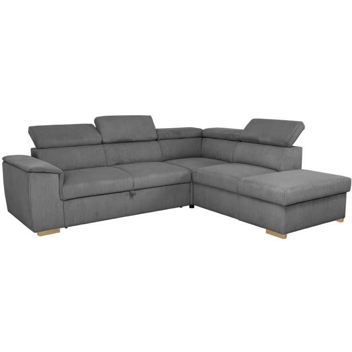 Canapé d'angle convertible réversible 5 places DAYTONA Tissu Lincoln Coffre 260 x 216 x 94 cm
